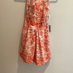 NWT NORSTROMS Orange and White Floral silk dress